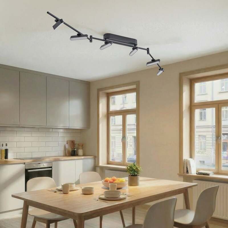 Lindby LED Strahler Deckenleuchte Lichtleiste Eldrin Schwarz dimmbar sechsflammi - 4251911791211