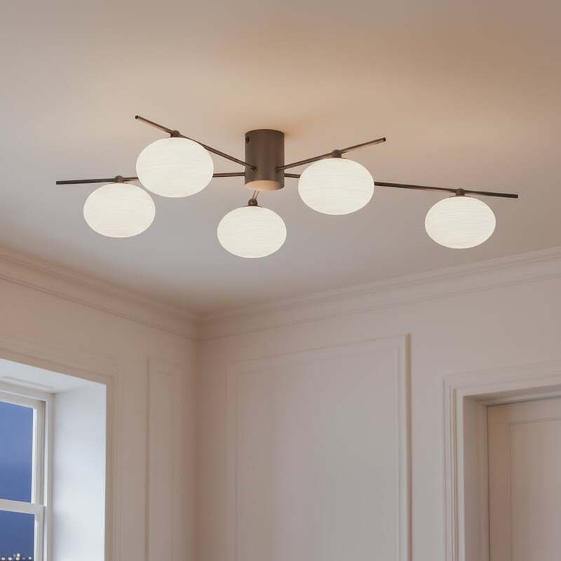 Lindby Deckenleuchte Valisa LED Lampe 5-flammig dimmbar schwarz 72,7x52,9cm - 4251911785661