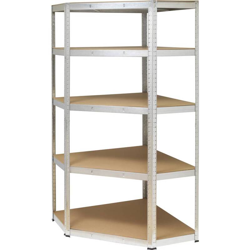 Toolcraft Lagerregal-Eckmodul Metall 175 kg 5 Böden 70x70cm verzinkt silber Ecke - 4064161199764
