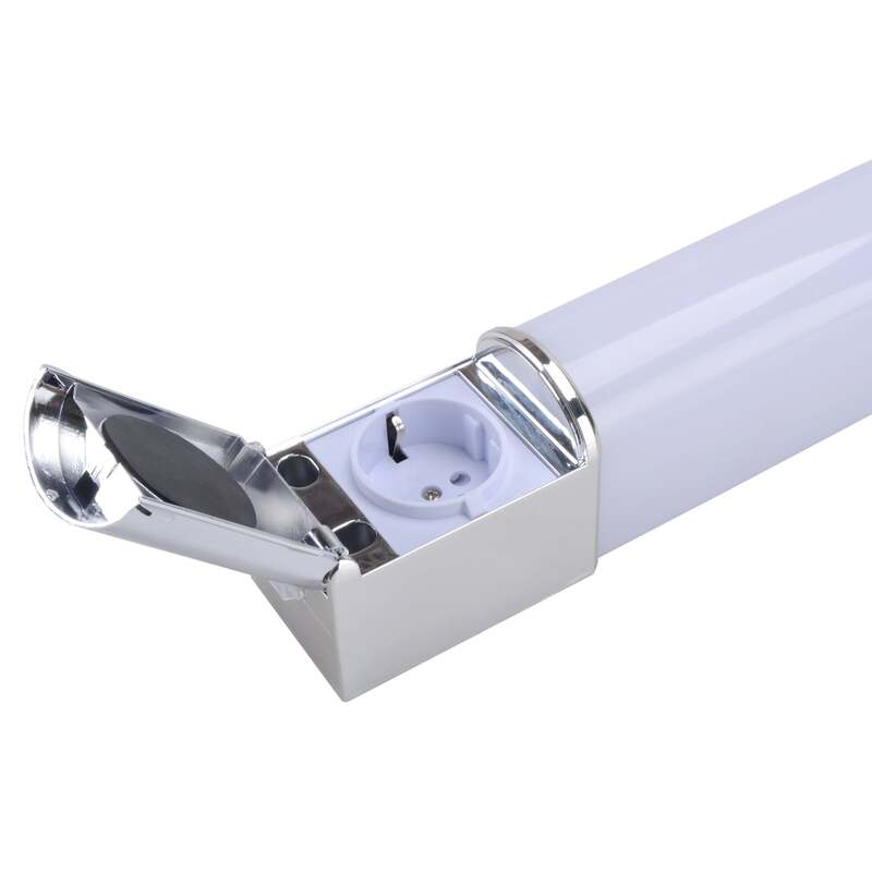 Ledino Wandleuchte Lind D LED Wandlampe mit Steckdose Badezimmer weiß chrom - 4038104146016