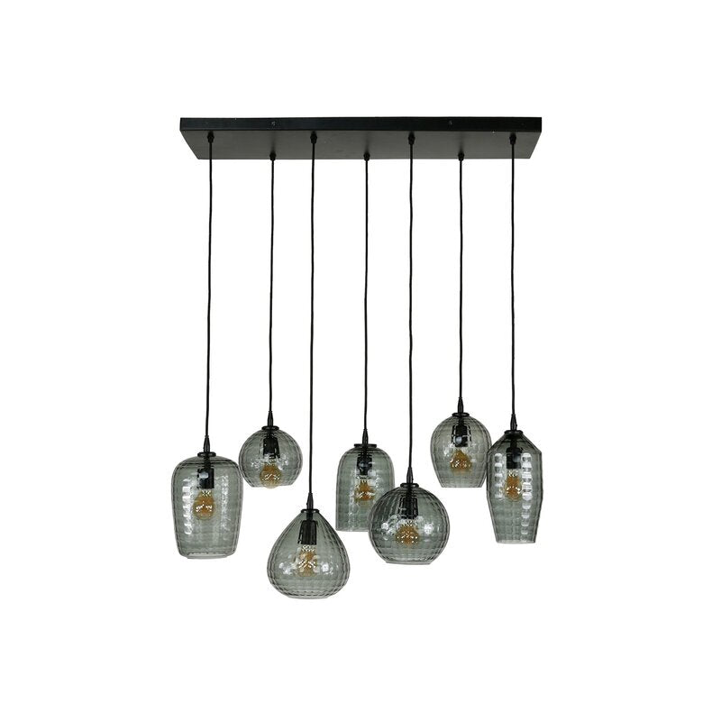 Hängeleuchte Pendelleuchte Vanderberg rauchgrau Metall Glas 7-flammig E27 LED - 8713244170805