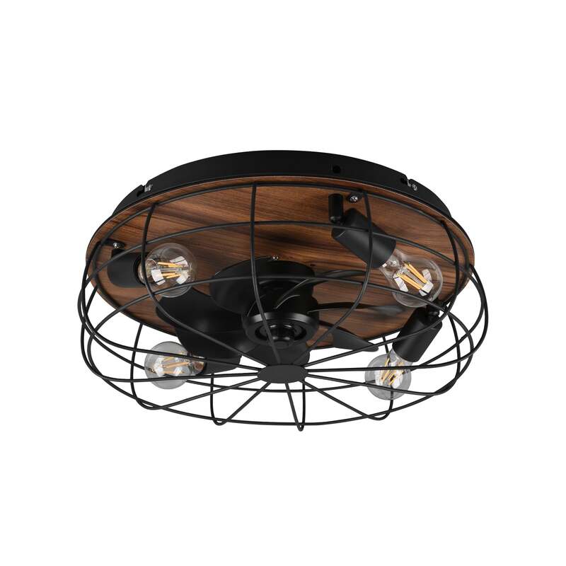 Reality Leuchten Deckenventilator Trondheim 4xE27 mit Fernbedienung Holz schwarz - 4017807529586