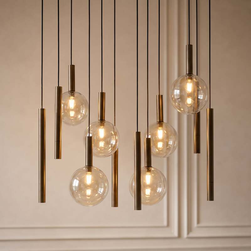 Lucande Hängeleuchte Lumavia 12-flg LED Pendelleuchte dimmbar braun amber - 4255830916939