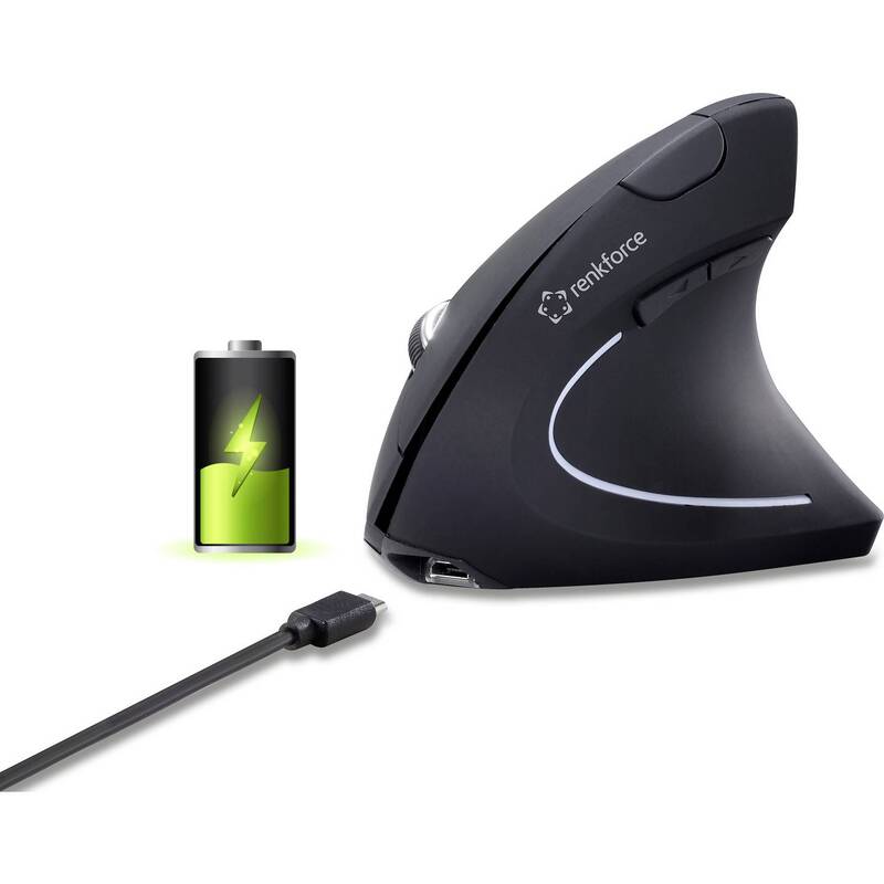 Renkforce Computermaus Ergonomisch RF-WM-322 Funk Optisch Schwarz 5 Tasten - 4064161039602