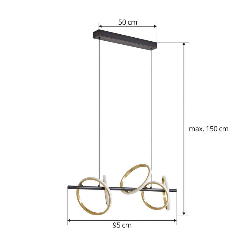 Lucande LED Hängeleuchte Madu Hängelampe Leuchte LED schwarz Metall 92,5 cm lang - 4251911778847