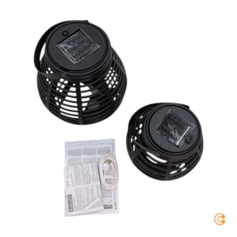 Pauleen Laterne Windlicht Solar LED schwarz Kunststoff Set Garten Dekolicht Auße - 4000870482933