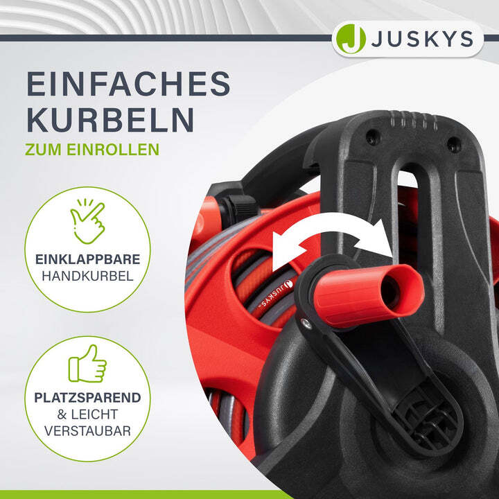 Mobile Schlauchtrommel 30m Multifunktionsbrause Wandhalterung und Adaptern Rot - 4260565527350