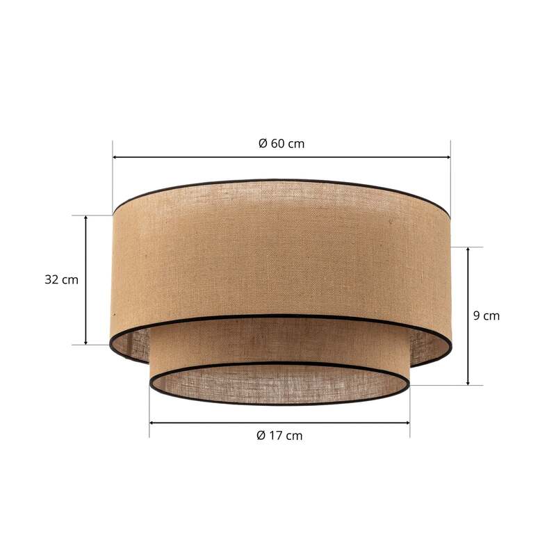 Euluna Deckenlampe Boho jute & black Ø60cm Deckenlampe Deko-Deckenlicht Leuchte - 5903689183086