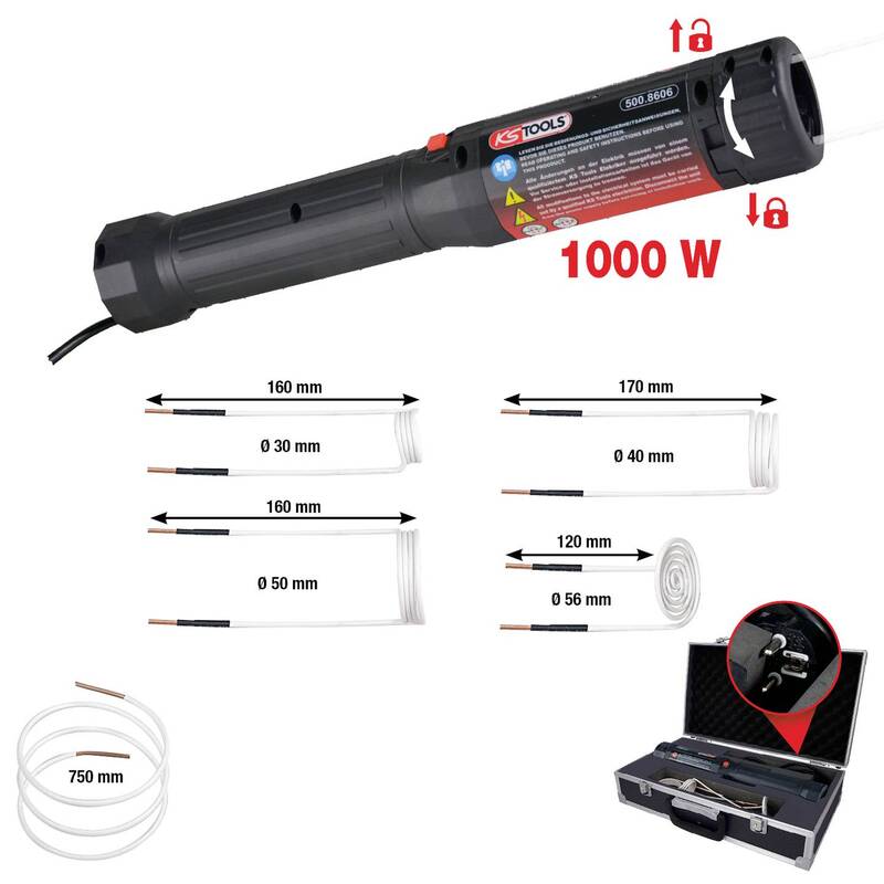 KS Tools Induktions-Heizpistole Heizgerät 500°C 6-tlg Handwerkzeug Set Werkzeug - 4042146911549