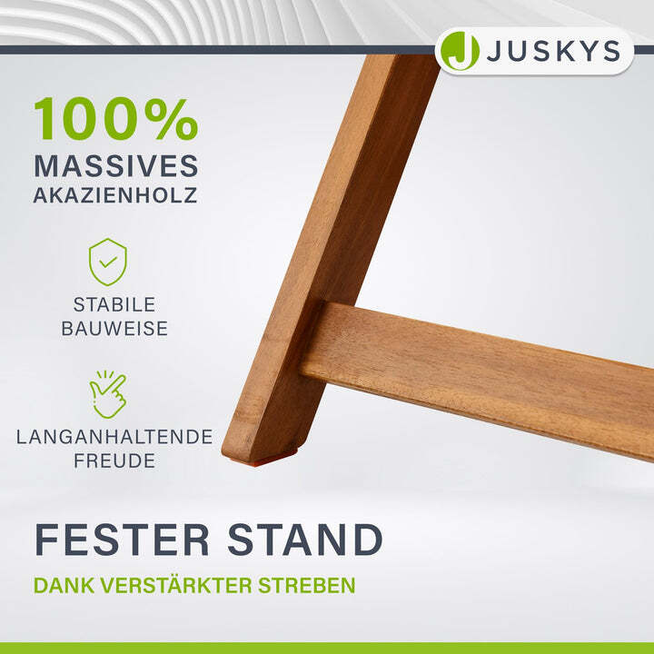 Balkonmöbel Set 3-teilig Akazienholz klappbar platzsparend Tisch Stuhl natur - 4260565529910