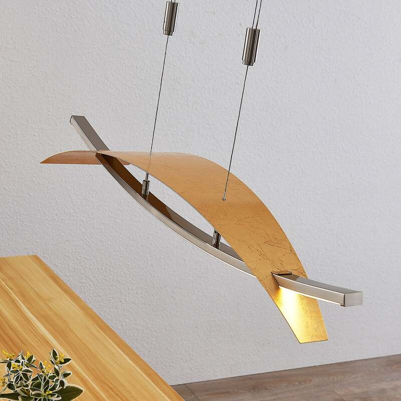 Lucande Pendelleuchte Hängeleuchte LED gold dimmbar höhenverstellbar Wohnzimmer - 4251096552645