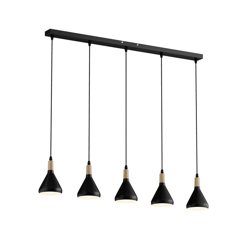Lindby Pendelleuchte Hängelampe Arina schwarz 100 cm 5-flammig E14 - 9621815