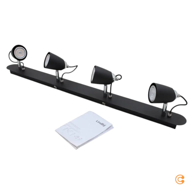 Lindby Deckenstrahler Deckenlampe Strahler Schwarz 4-flammig Wohnbereich - 4251096545852