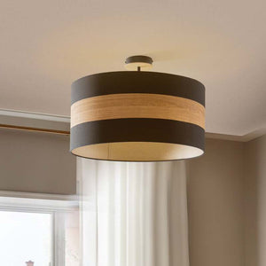 B-Ware Deckenleuchte Terra aus Holz und Textil schwarz Deckenlampe Lampe Leuchte Spot