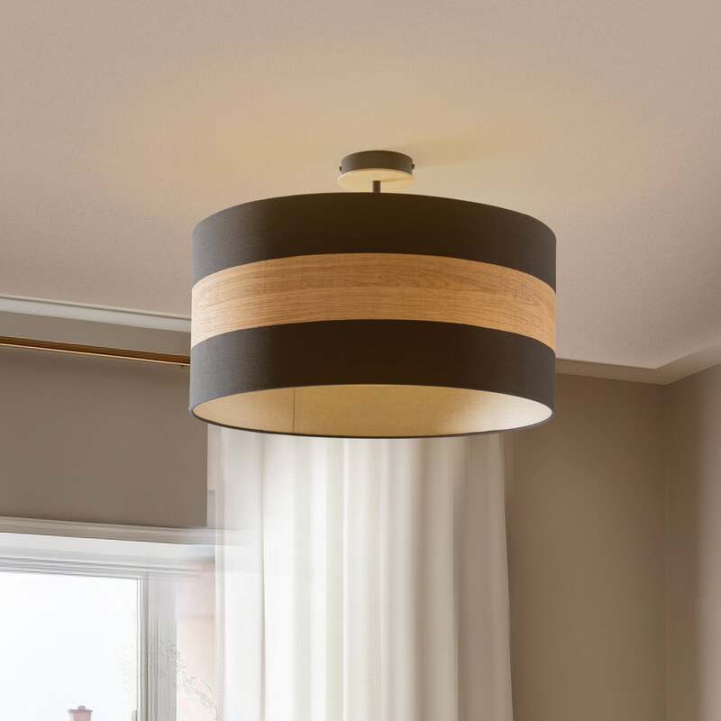 Deckenleuchte Terra aus Holz und Textil schwarz Deckenlampe Lampe Leuchte Spot - 5902693762911