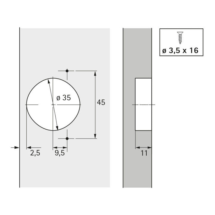 Hettich Scharnier Automatikscharnier Optimat Plus 4FM Stahl vernickelt 3 STÜCK - 4023149968310