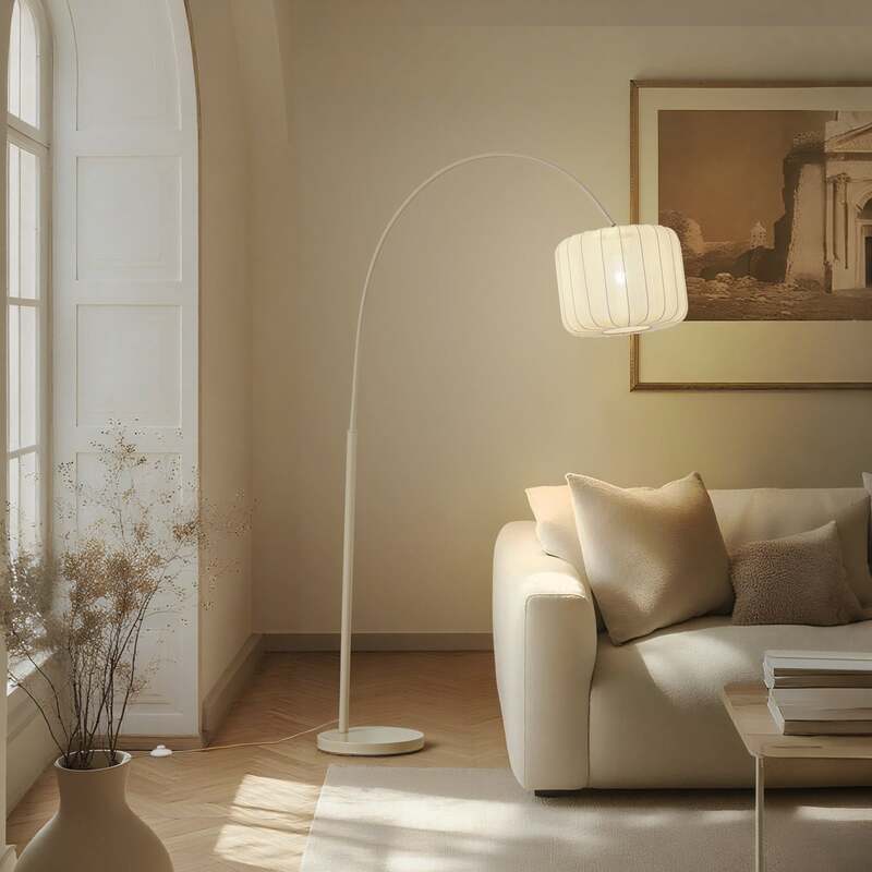 Lindby Bogenleuchte Stehlampe Helin beige Textil Höhe 198,5cm SIEHE TEXT/FOTO41 - 4255830904325