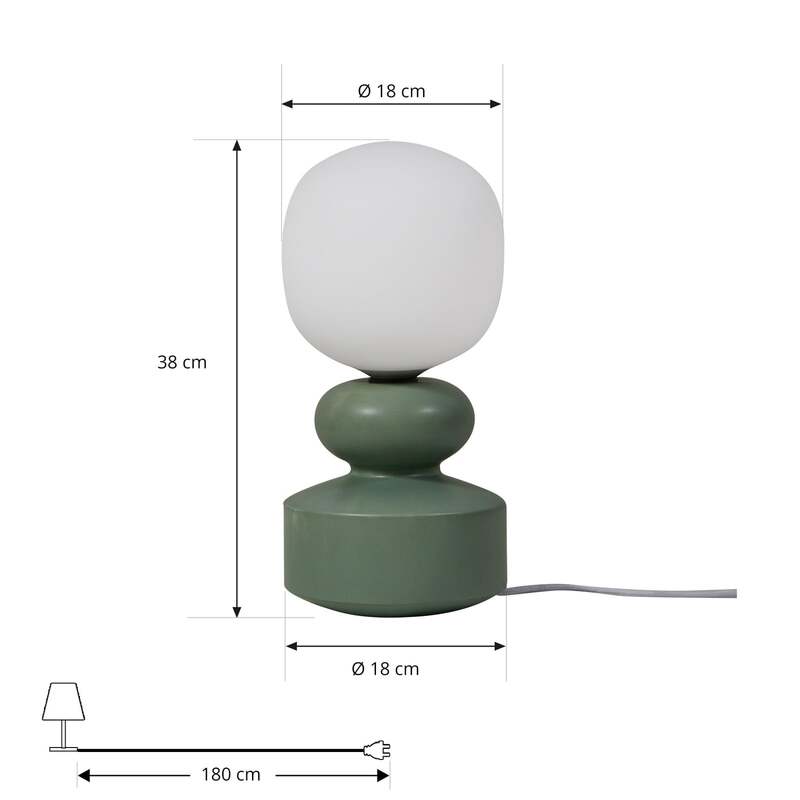 Lucande Tischleuchte Fidelo LED Lampe Tischlampe Leuchte grün weiß 38cm Glas - 4251911786415