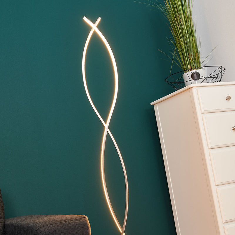Lindby Stehleuchte Bobi LED Lampe Leuchte dimmbar nickel matt 138cm hoch 24W - 4251096537024