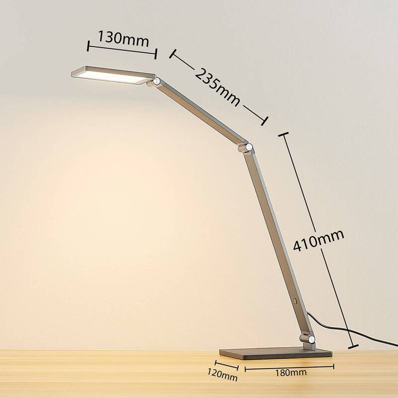 Lucande LED Tischlampe Mion dimmbar Aluminium blaugrau 41cm Helligkeit 580lm - 4251096542042