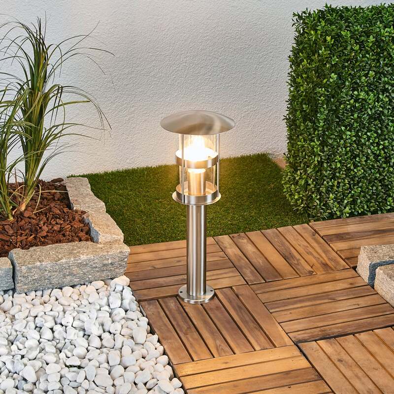 Lindby Noemi Edelstahl-Sockellampe Wegeleuchte Gartenlampe Lampe E27 edelstahl - 4251096539271