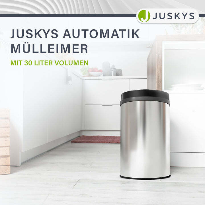 Runder Mülleimer Abfalleimer mit Sensor 30L Hygienisch Silber Automatisch - 4260565529682