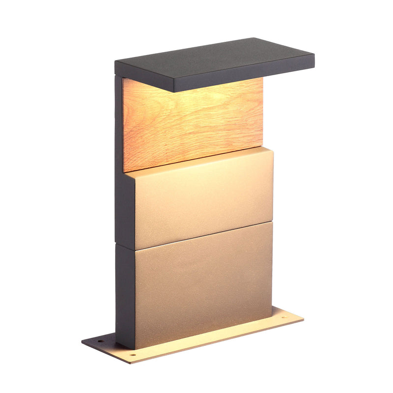 Mantra Iluminación Sockelleuchte LED-Gartenleuchte Holz Dunkelgrau Alu 35cm - 8435153267710