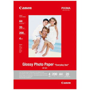 B-Ware Canon Fotopapier GP-501 glänzend A4 200g/m² 20 Blatt Foto-Papier weiß mehrfarbig