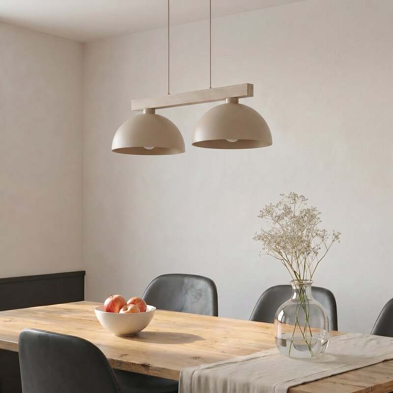 TK-Lighting Hängeleuchte Oslo sandfarben 2-flg LED Pendelleuchte dimmbar 83 cm - 5906135110117