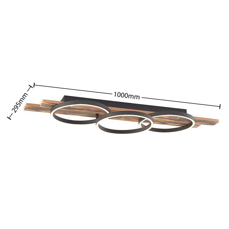 Lindby Deckenleuchte Lampe Sentoa LED Leuchte dimmbar warmweiß Holz 100 cm - 4251911728095