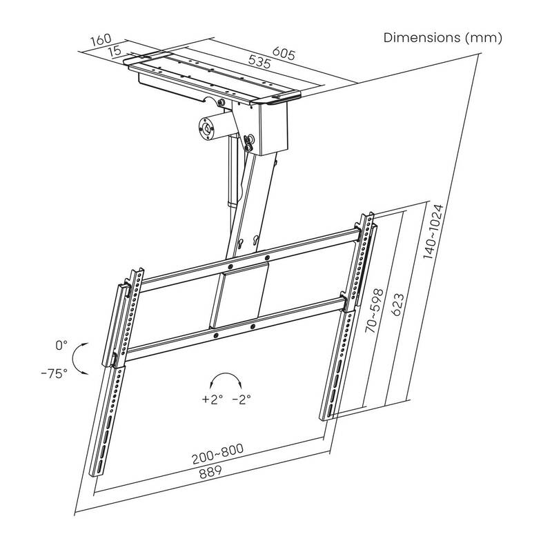 SpeaKa Professional TV-Deckenhalterung neigbar 43-86 Zoll Höhenverstellbar 55kg - 4064161492070
