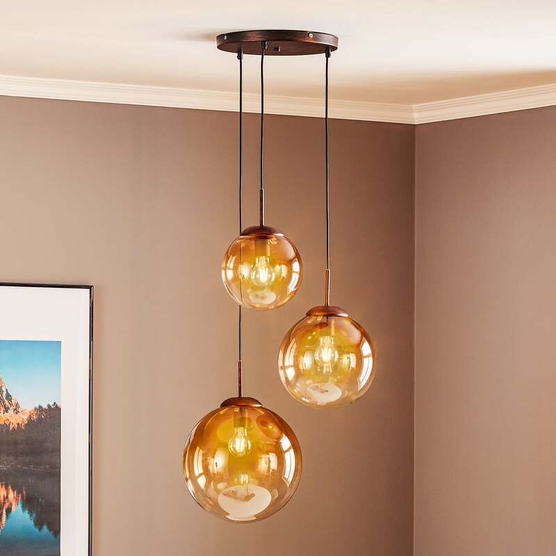 Globo Glas-Hängeleuchte Varus Hängeleuchte Lampe Leuchte amber SIEHE TEXT/FOTO - 9007371371846