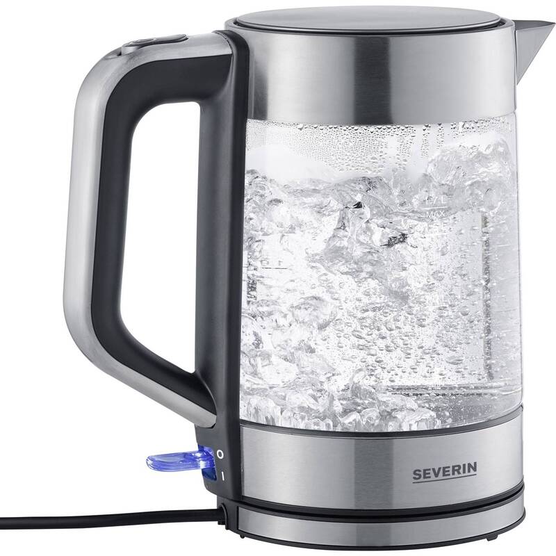 Severin Wasserkocher Teekocher Glas Edelstahl schwarz 2200W 1,7l kabelgebunden - 4008146033896