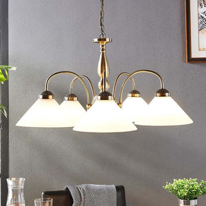 B-Ware Lindby Pendelleuchte Hängeleuchte Otis LED Lampe dimmbar 5-flammig weiß Ø 68 cm