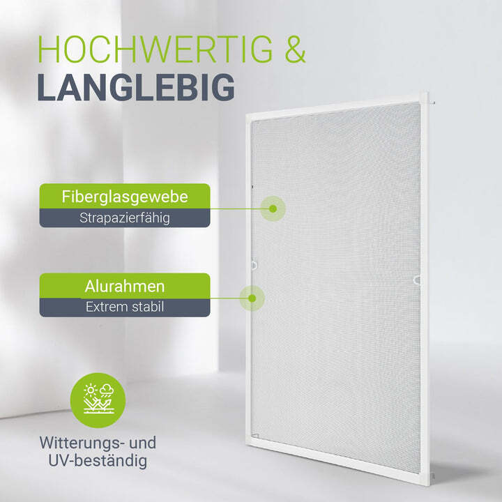 Fliegengitter Fenster Insektenschutz Aluminiumrahmen 80x100cm weiß Fiberglasnetz - 4260304768488