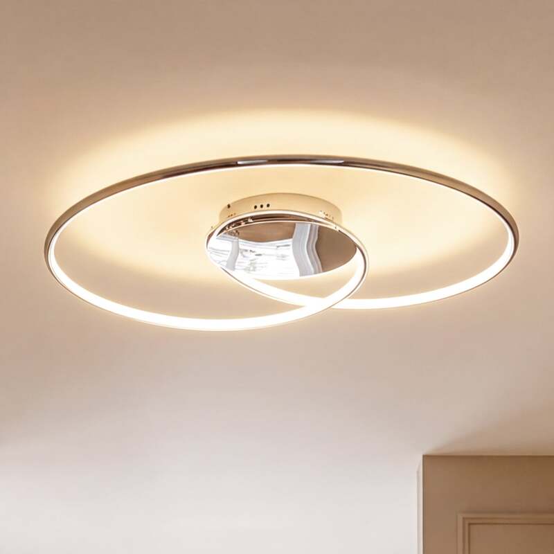 Lindby Deckenlampe Deckenleuchte LED Joline chrom Metall weiß Wohnbereich 74 cm - 4251096525380