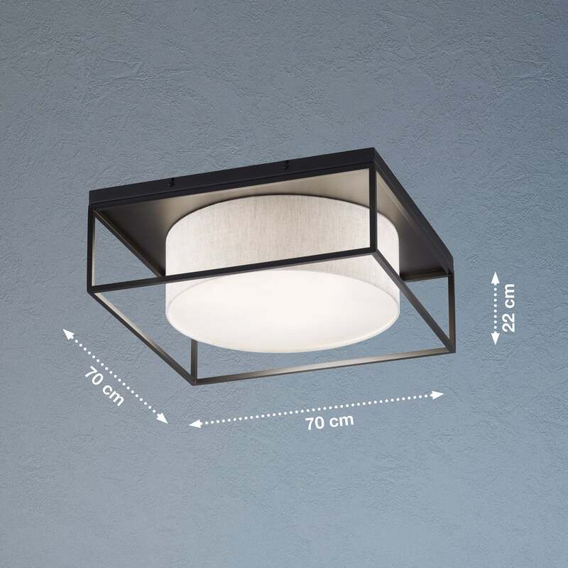 FISCHER & HONSEL Deckenleuchte Carre 70x70cm Stoffschirm weiß Deckenlampe Lampe - 4003694213318