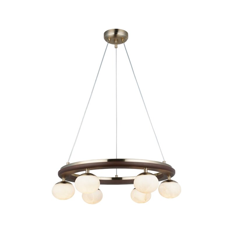 Lucea Hängeleuchte Tolosa 52 cm 6-flammig Glas Holz Deckenlampe SIEHE TEXT/FOTO - 8698525687268