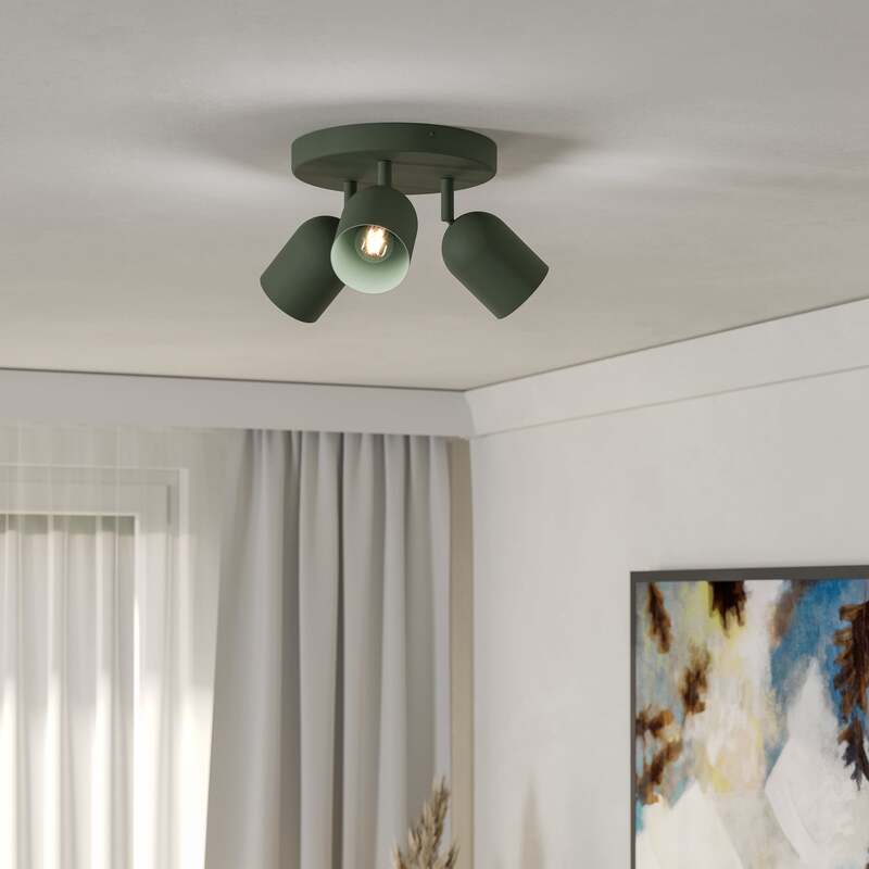 Eglo Deckenstrahler Strahler Tilston LED dimmbar dunkelgrün Ø25cm 3-flg. Stahl - 9008606359677