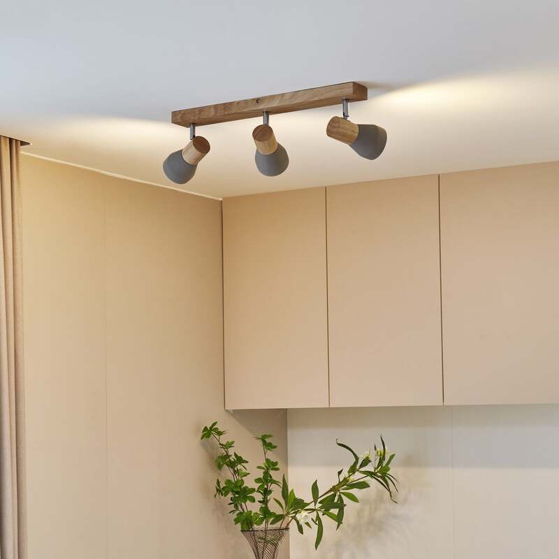 Lindby Strahler Deckenleuchte Spot Filiz Holz Beton Wohnraumbeleuchtung skandina - 4251096548822