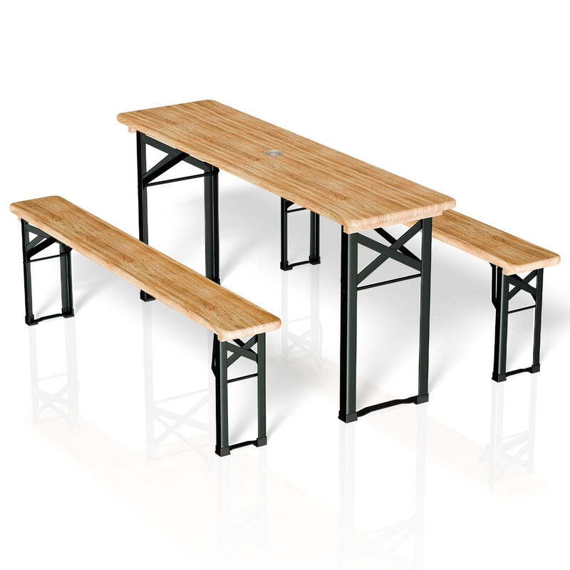 Bierzeltgarnitur Bichl klappbar 3-teilig Tisch und Bänke aus Tannenholz 170 cm - 4260565523253