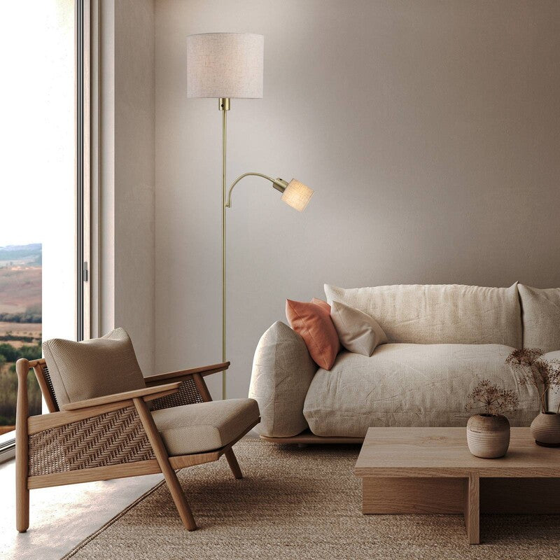 Näve Stehleuchte Filomena LED Lampe Leuchte dimmbar beige Messing 165cm - 4003222898086