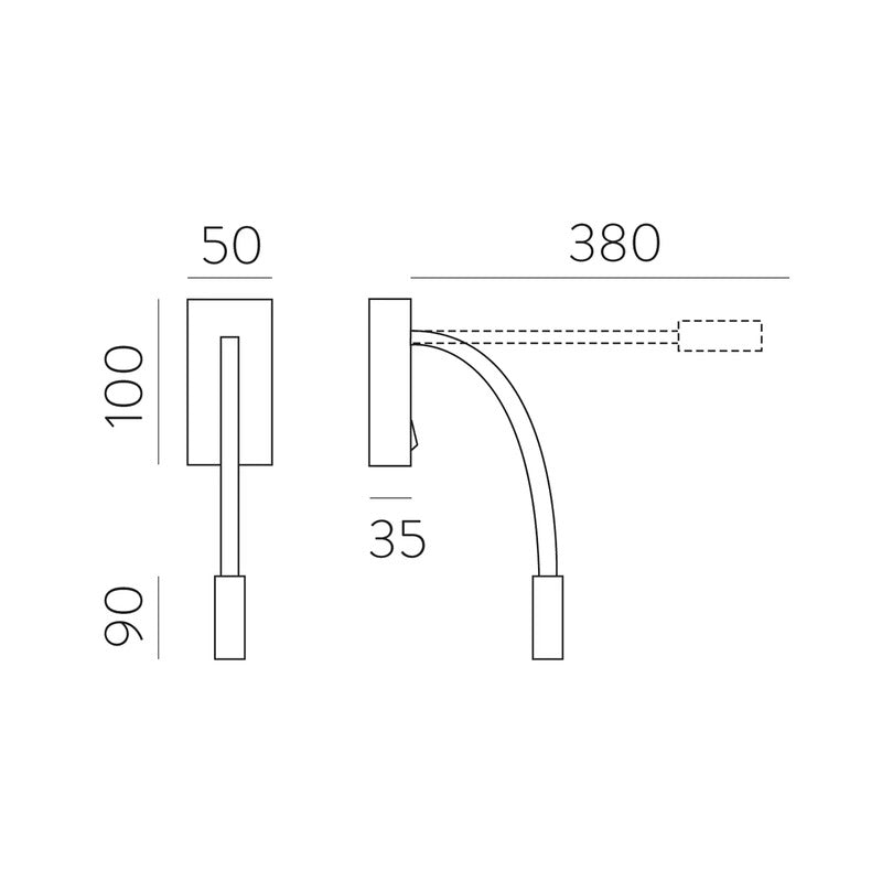 ACB ILUMINACIÓN LED-Wand-Leseleuchte Cio Schalter Flexarm 930 schwarz Wandlampe - 8430390359075