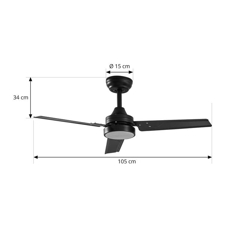 Lindby LED-Deckenventilator Aerallo schwarz CCT leise mit Fernbedienung - 4251911779905