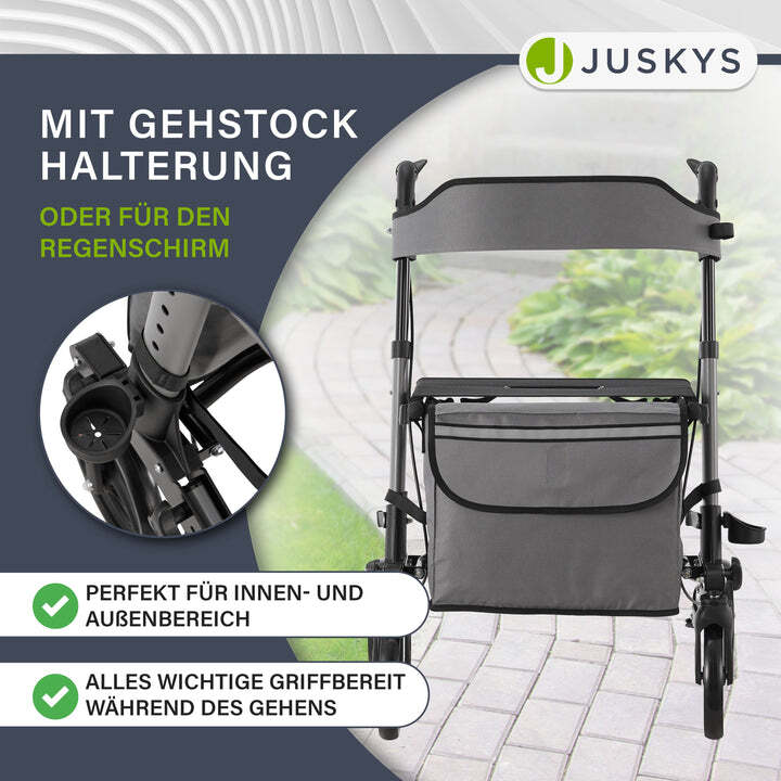 Aluminium Rollator Vital klappbar Gehhilfe mit Sitz grau 130kg Unabhängigkeit - 4260565522683