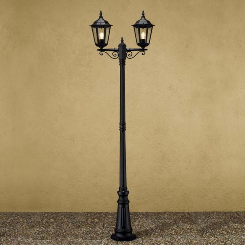 Konstsmide Mastleuchte Firenze 2-flammig Außenleuchte schwarz matt Aluminium - 7318307234756