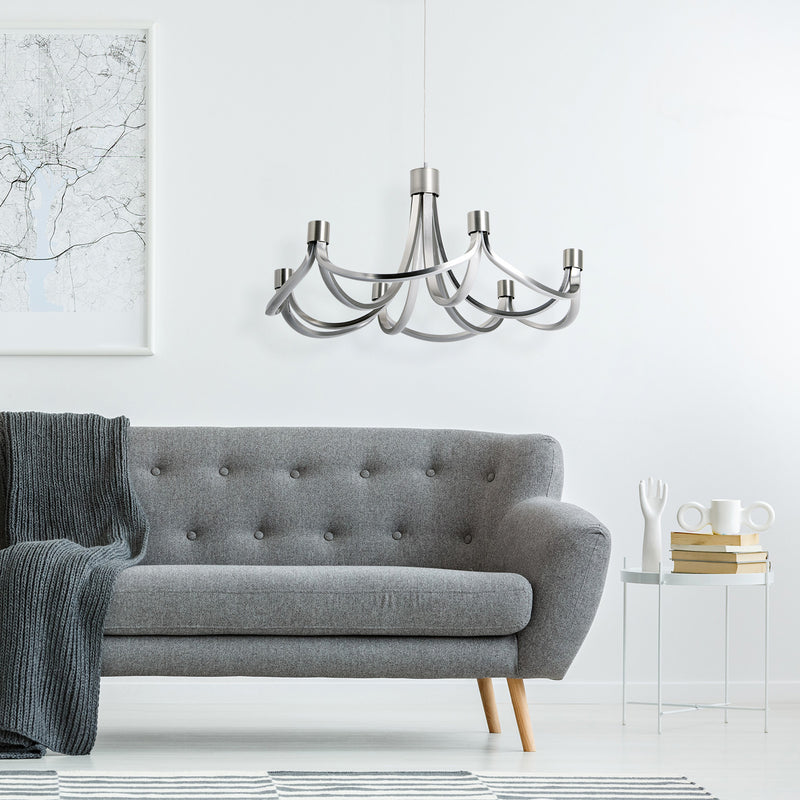 Näve LED Hängeleuchte Festos dimmbar nickel matt Designer Lampe 55cm Ø 3400lm - 4003222883921