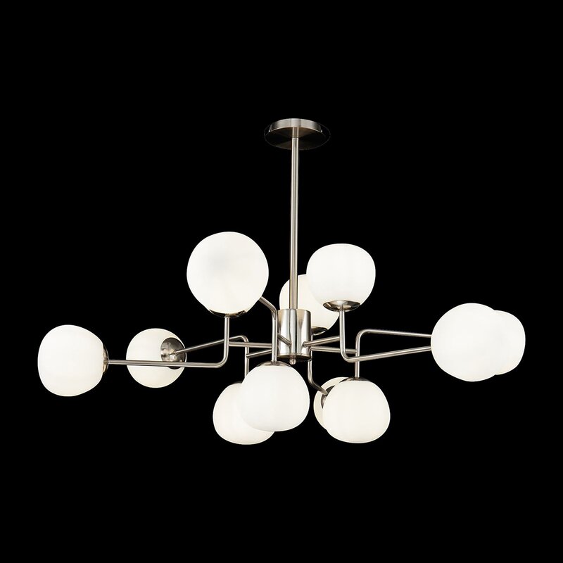 Maytoni Kronleuchter Hängelampe Erich Glas Metall 12-flammig SIEHE TEXT/FOTO - 4251110026848