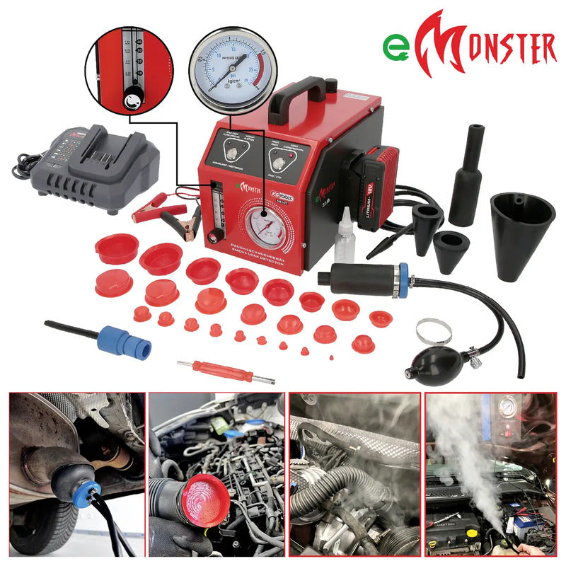 KS Tools Nebelmaschine Rauchlecksuchgerät Lecksuchgerät Akku Durchfluss 36-tlg - 4042146962831