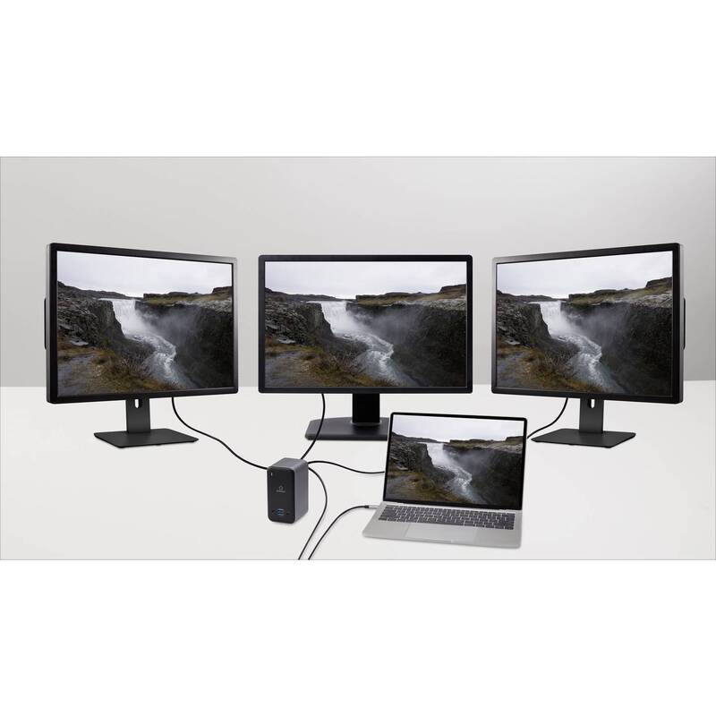 Renkforce USB-C Dockingstation RF-DKS-650 HDMI 4 Monitore Grau Ladefunktion - 4064161037431
